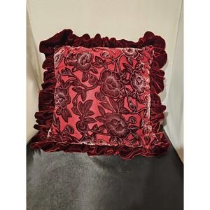 SOFT Impressions VINTAGE RUFFLED PILLOW  burgundy wine fabric  floral